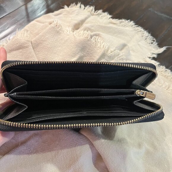 Coach Crossgrain Leather Accordian Zip Wallet Black - Picture 3 of 3